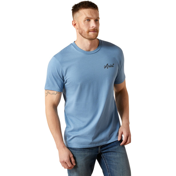 10065896 Ariat Men's Cattle Co. Sleeve T-Shirt - Coronet Blue