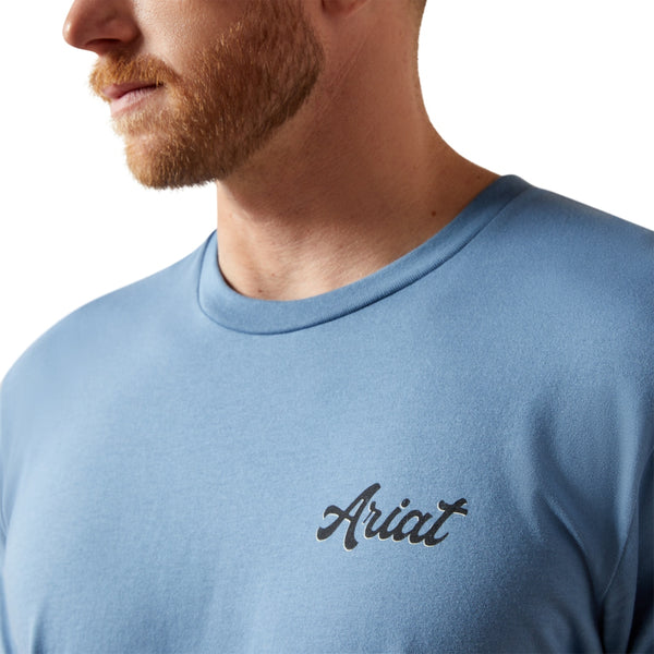 10065896 Ariat Men's Cattle Co. Sleeve T-Shirt - Coronet Blue