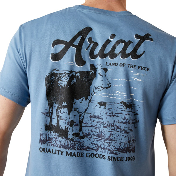 10065896 Ariat Men's Cattle Co. Sleeve T-Shirt - Coronet Blue