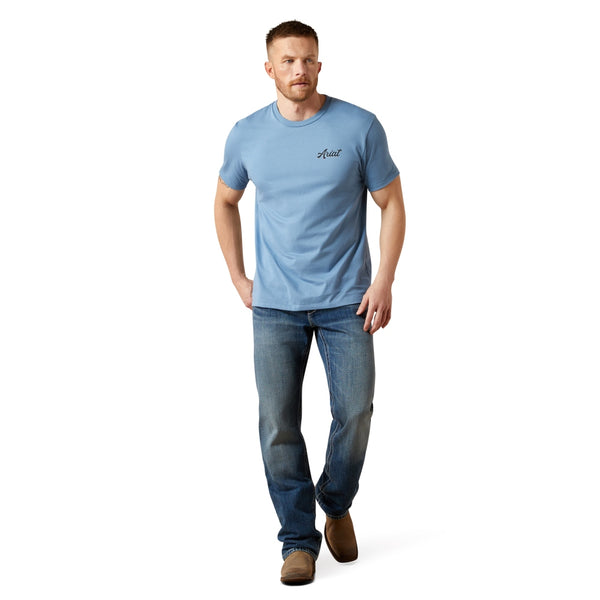 10065896 Ariat Men's Cattle Co. Sleeve T-Shirt - Coronet Blue