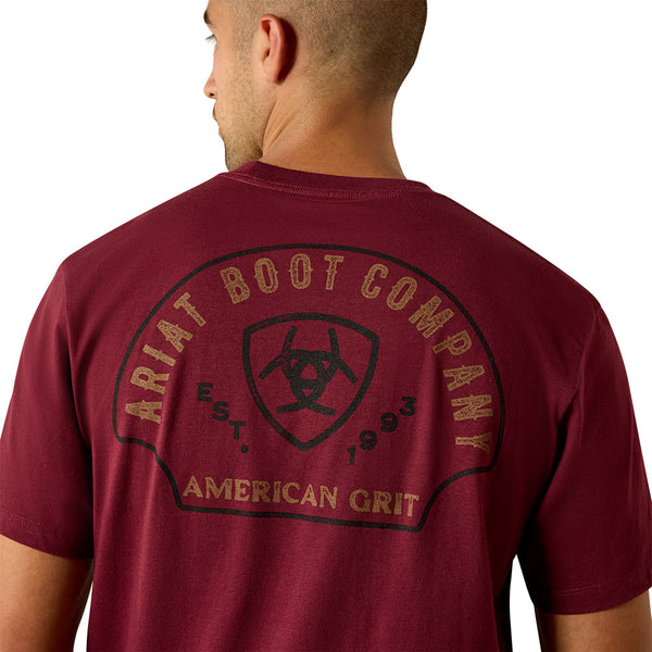 10071158 Ariat Men Shell Game Classic Fit Short Sleeve T-Shirt - Maroon Banner