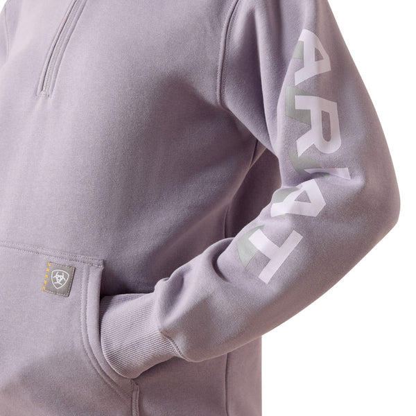 10071332 Ariat Women's Rebar Lightweight Logo 1/2 Zip Hoodie - Purple Ash/Thistle