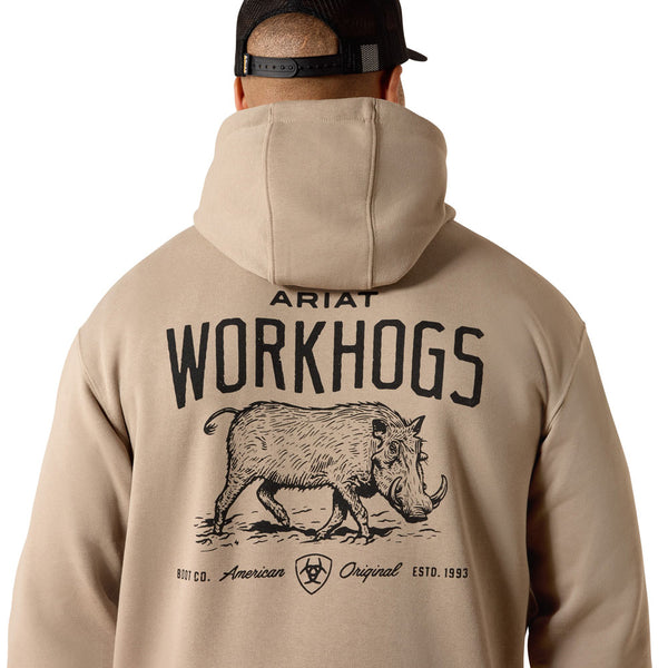 10071337 Ariat Men's Rebar Lightweight Workhog Hoodie - Greige