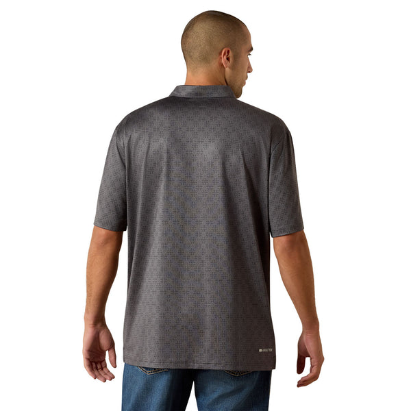 10071474 Ariat 360 Airflow Short Sleeve Polo - Grey Pinstripe