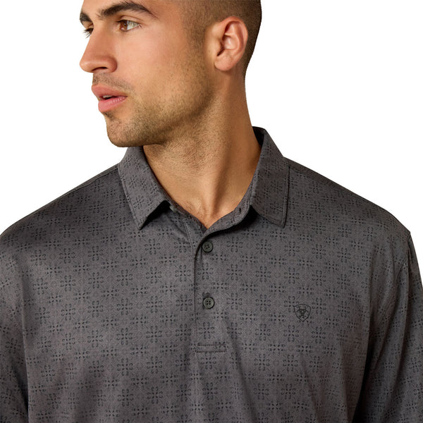 10071474 Ariat 360 Airflow Short Sleeve Polo - Grey Pinstripe