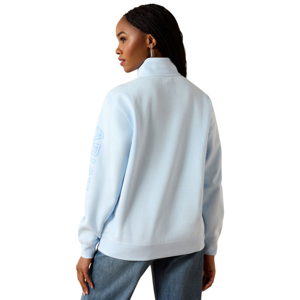 10071504 Ariat Women's Foundation Logo 1/2 Zip Sweatshirt - Nantucket Breeze