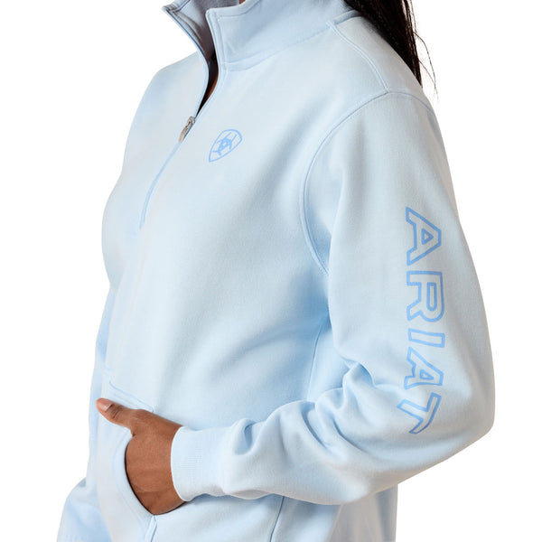 10071504 Ariat Women's Foundation Logo 1/2 Zip Sweatshirt - Nantucket Breeze