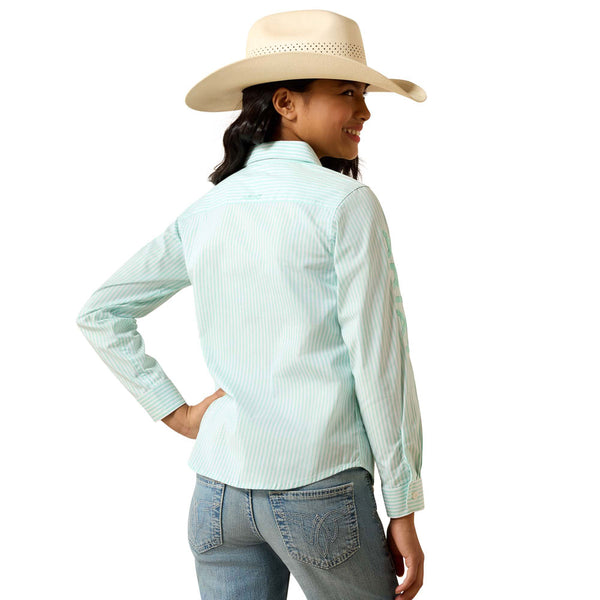 10071512 Ariat Girls' Team Kirby Long Sleeve Button Up Shirt - Holiday Stripe