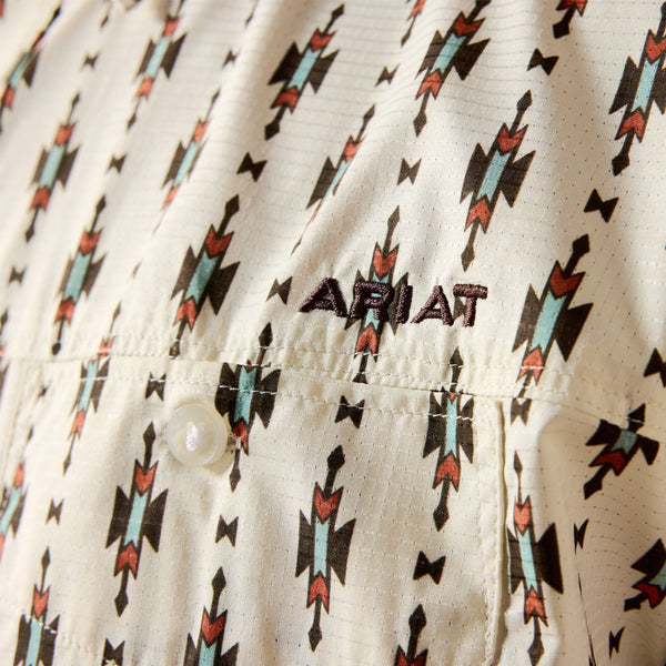 10071662 Ariat Men's Printed 360 Airflow Classic Fit Short Sleeve Shirt - Sandshell