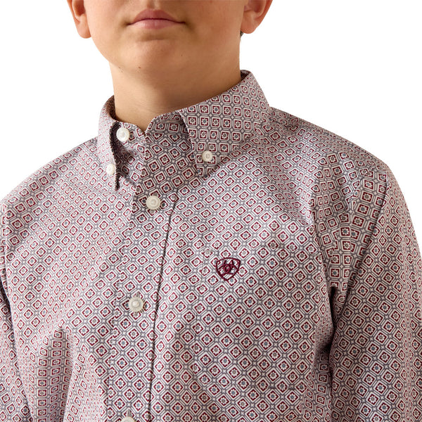 10071679 Ariat Boys' Philly Long Sleeve Buttondown Shirt - Excalibur Geo Print
