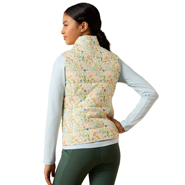 10073185 Ariat Youth Bella Reversible Insulated Vest - Horse in Flowers/Sepia Rose