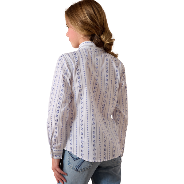 10073447 Ariat Girls' Grace Long Sleeve Western Snap Shirt - Blossom Stripe