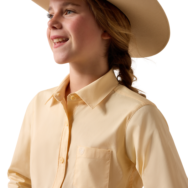 10073492 Ariat Girls' Kirby Long Sleeve Western Stretch Shirt - Cornhusk