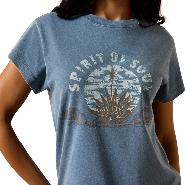 10073552 Ariat Women's Spirit of Soul Short Sleeve T-Shirt - Light Washed Indigo