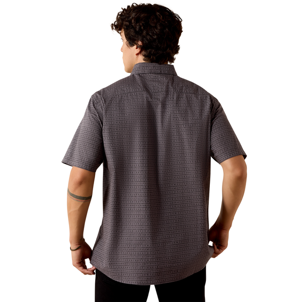 10073647 Ariat Men's Maxus Modern Fit Short Sleeve Shirt - Nightshadow Arrow Stripe