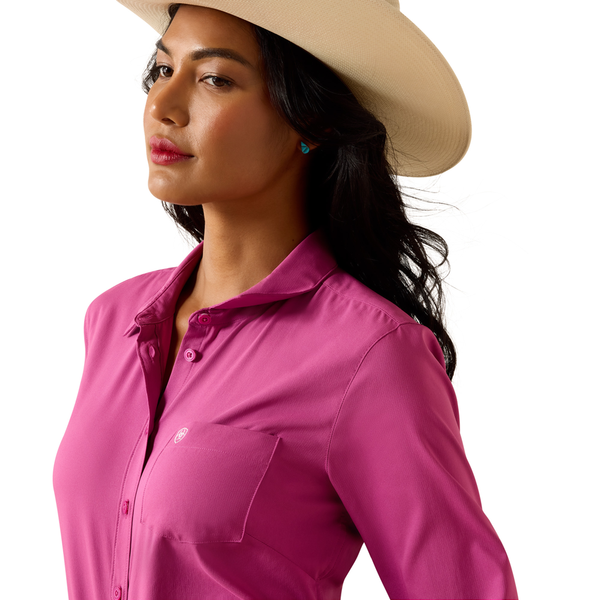 10073654 Ariat Women's Kirby Pro Long Sleeve Button Up Shirt - Rose Sorbet