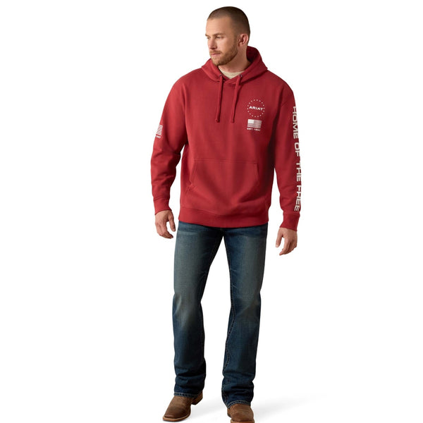 10073714 Ariat Men's Sponsor Patriot Hoodie - Brick Red