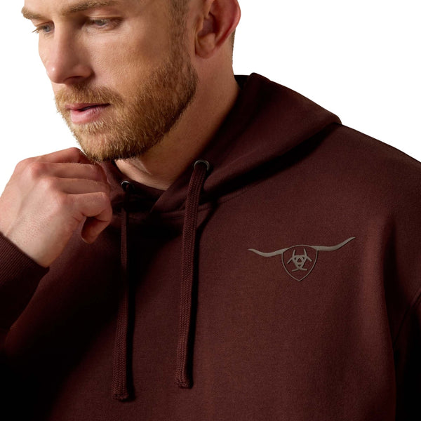 10073715 Ariat Men's Shield Steerhead Hoodie - Brown