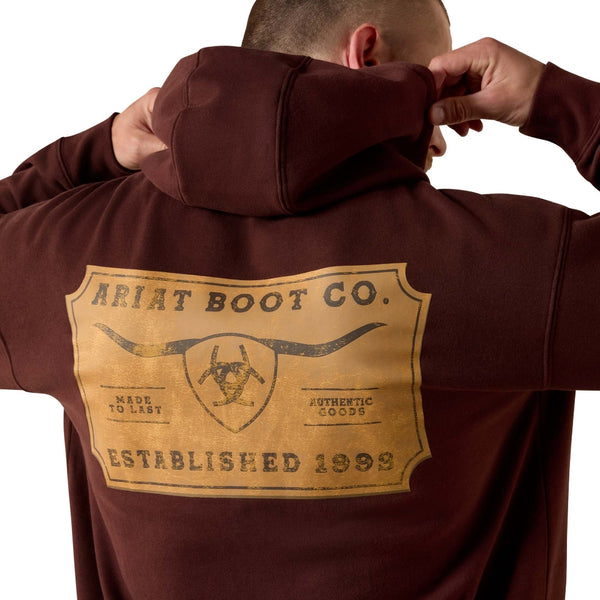 10073715 Ariat Men's Shield Steerhead Hoodie - Brown