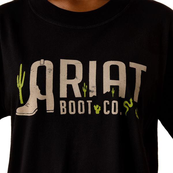 10076382 Ariat Women's Boot Logo Short Sleeve T-Shirt - Black