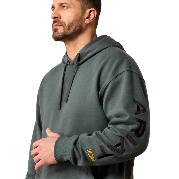 10079021 Ariat Men's Rebar Workman Graphic Hoodie - Steel Green/Black