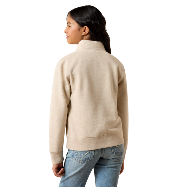 10079247 Ariat Girls' Running Wild 1/4 Zip Sweatshirt - Oatmeal Heather