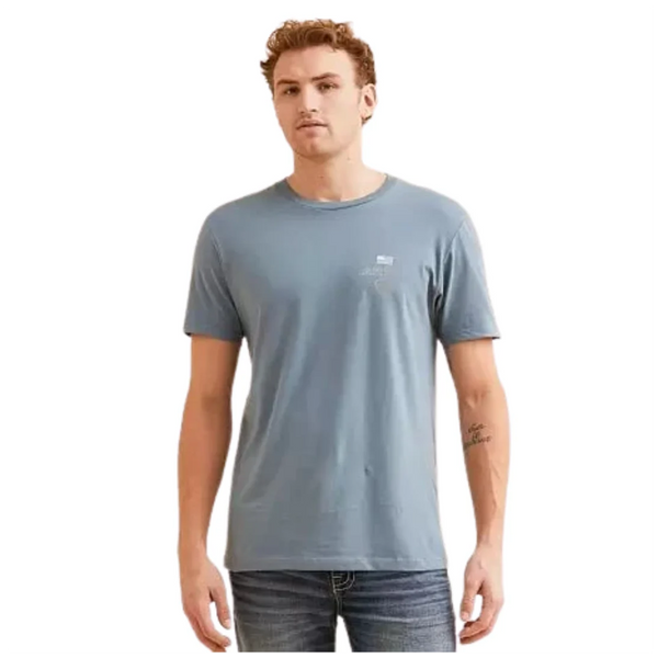 10079365 Ariat Men's Triple Stacker Short Sleeve T-Shirt - Light Denim