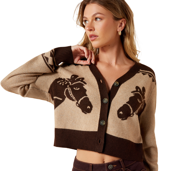 10079394 Ariat Women's Colter Cardigan - Tiger's Eye/Chicory Coffee