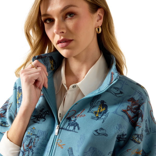 10079452 Ariat Women's Painted 1/2 Zip Sweatshirt - Retro Rodeo