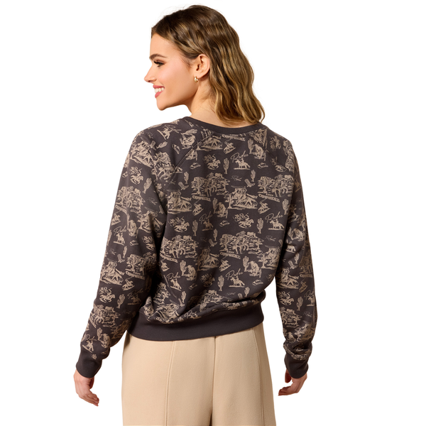 10079453 Ariat Women's Essential Crew Sweatshirt - Retro Rodeo Carbon Copy