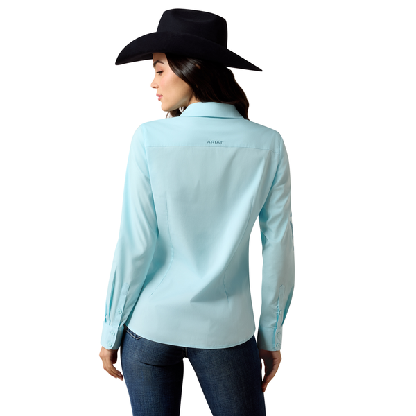 10079547 Ariat Women's Team Kirby Shirt - Aquaesque