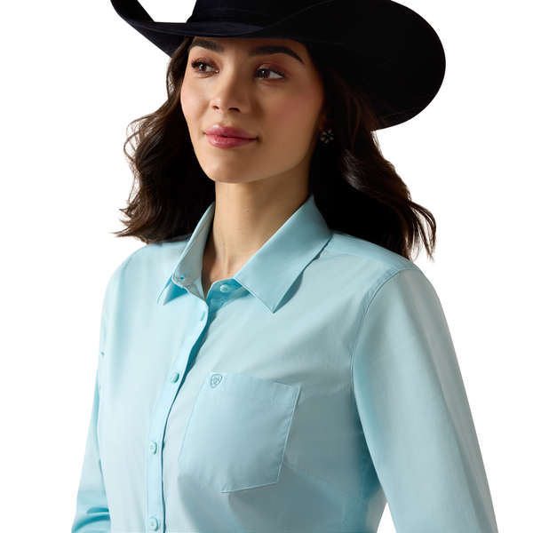 10079547 Ariat Women's Team Kirby Shirt - Aquaesque