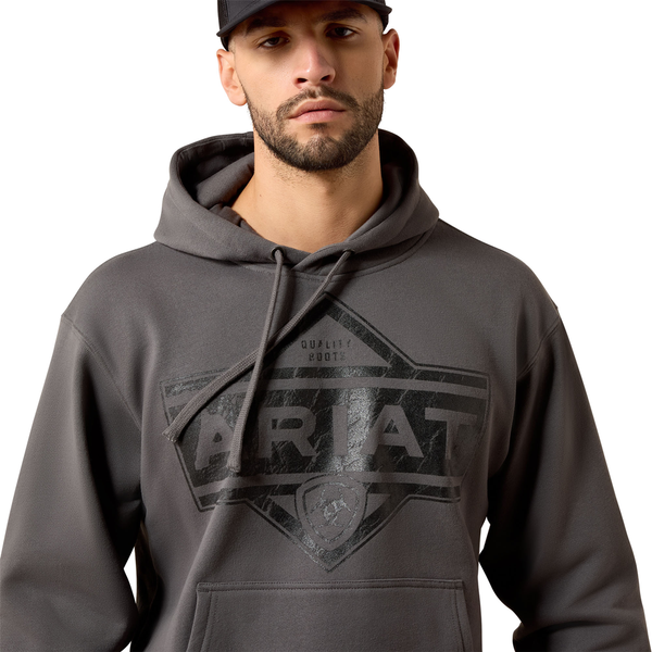 10079648 Ariat Men's Leather Diamond Hoodie - Dark Shadow