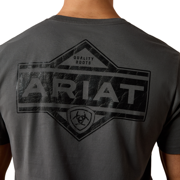 10079649 Ariat Men's Leather Diamond Short Sleeve T-Shirt - Dark Shadow
