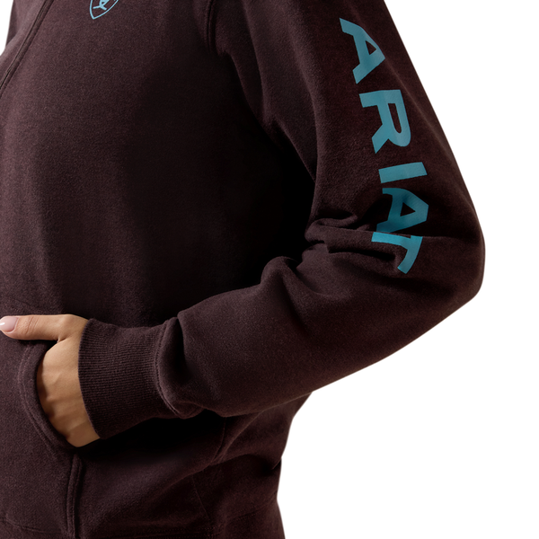 10079669 Ariat Women's Logo 1/2 Zip Sweatshirt - Chocolate Plum Heather