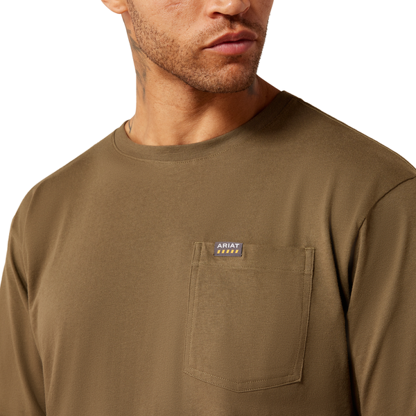 10079864 Ariat Men's Rebar Cotton Strong Hardhead T-Shirt - Canteen