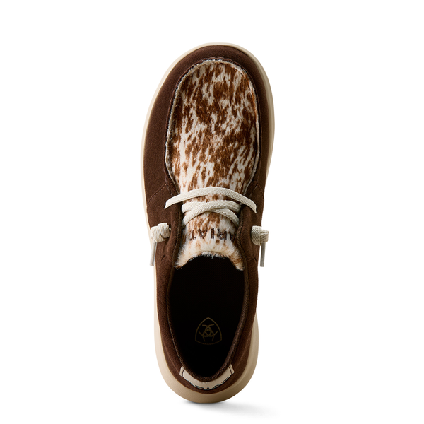 10080390 Ariat Women's Hilo Shoe - Coffee Bean Suede / Speckled Cow Print