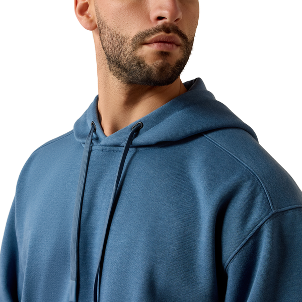 10082208 Ariat Men's Rebar Lightweight Logo Hoodie - Blue Fushion Heather/Collegiat