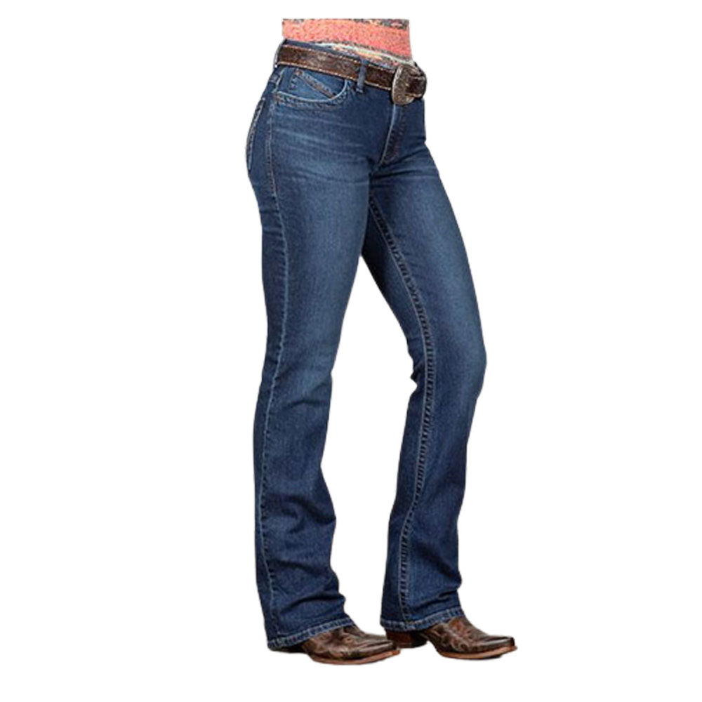 Wrangler Q-Baby Ultimate Riding Jeans Vita Media Bootcut - Shirley, Denim Da Cavalcata - 3