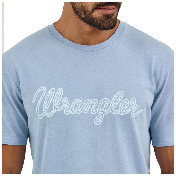 112344127 Wrangler Men's Year-Round Regular Fit Short Sleeve T-Shirt - Ashley Blue Heather
