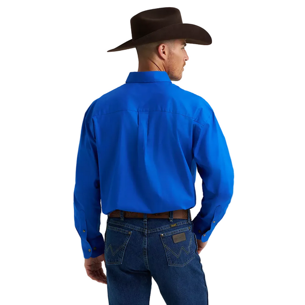 112345803 Wrangler Men's George Strait Button Down National Patriot Shirt - Royal Blue Size 2XTall
