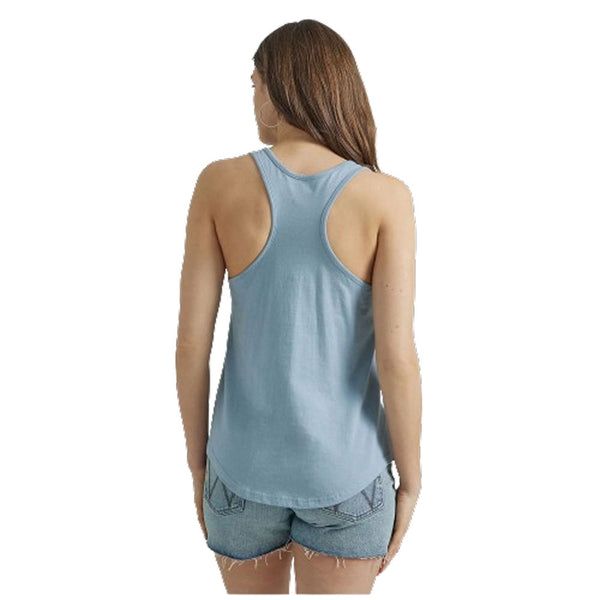 112347617 Wrangler Women's Retro® Logo Knit Racerback Tank - Ashley Blue
