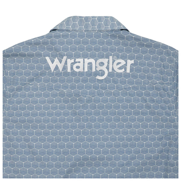 112359470 Wrangler Men's Logo Long Sleeve Classic Fit Button Shirt - Blue