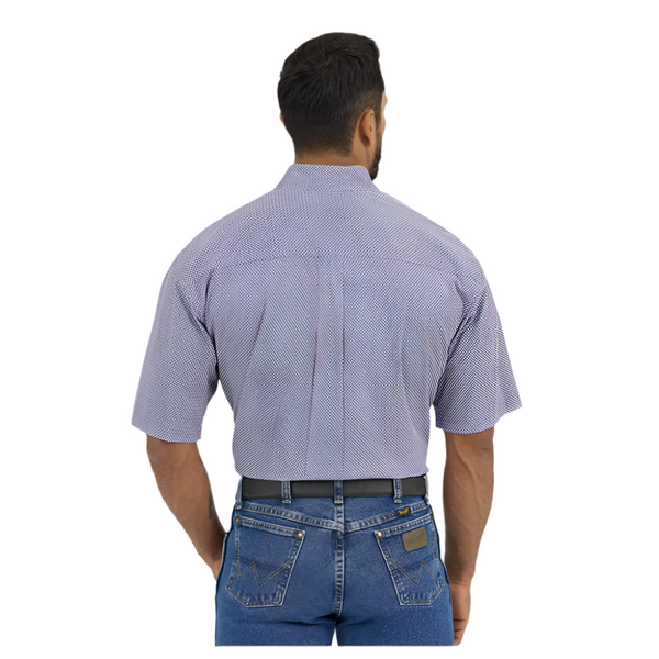 112365415 Wrangler® George Strait Collection Two Pocket Short Sleeve Shirt - Purple