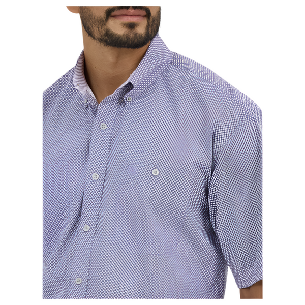 112365415 Wrangler® George Strait Collection Two Pocket Short Sleeve Shirt - Purple