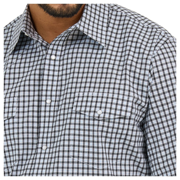 112365852 Wrangler Men's Classic Fit Wrinkle Resist Short Sleeve Snap Shirt - Black