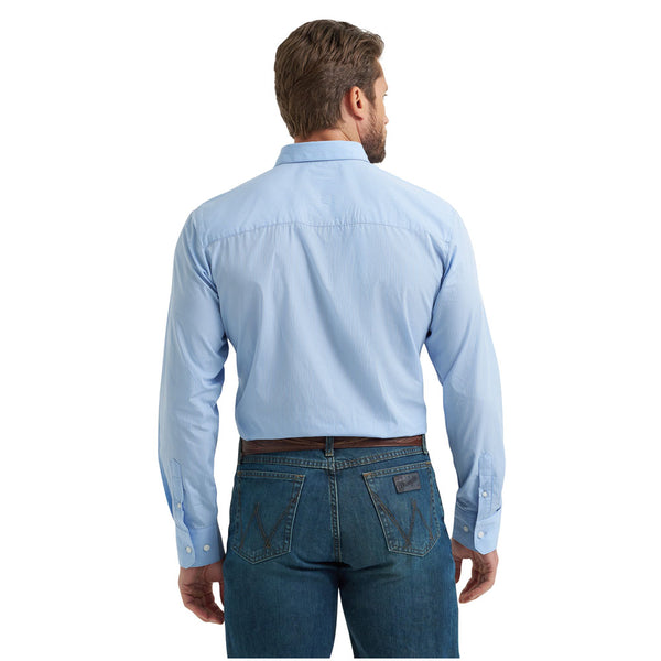 112368020 Wrangler X Men's Cody Johnson Classic Fit Long Sleeve Button Down Shirt - Blue