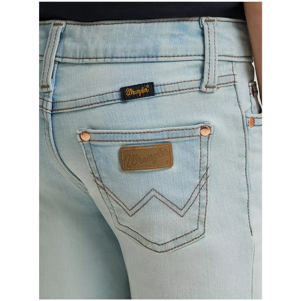 112368275 Wrangler® X Lainey Wilson Girls' Raw Hem Boot Hugger Jean - Bleach
