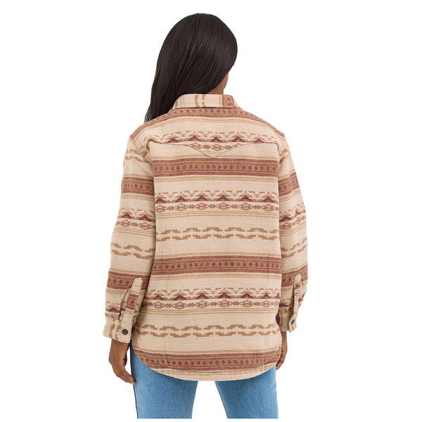 112368300 Wrangler Women's Retro Quilt Lined Jacquard Shacket - Brown Print