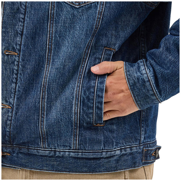 112368307 Wrangler Men's Retro Sherpa Lined Denim Jacket - Blue Shadow